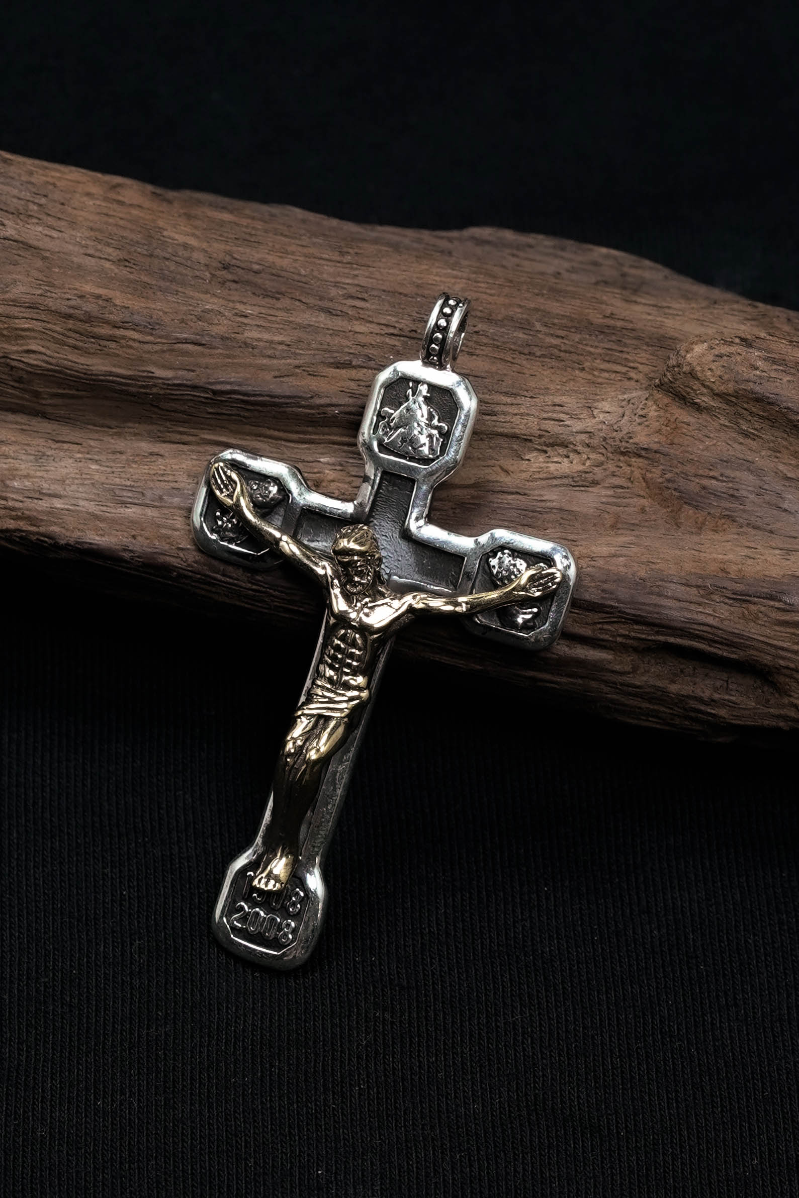 Jesus Cross Brass 925 Silver Pendant