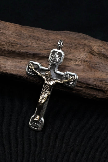 Jesus Cross Brass 925 Silver Pendant