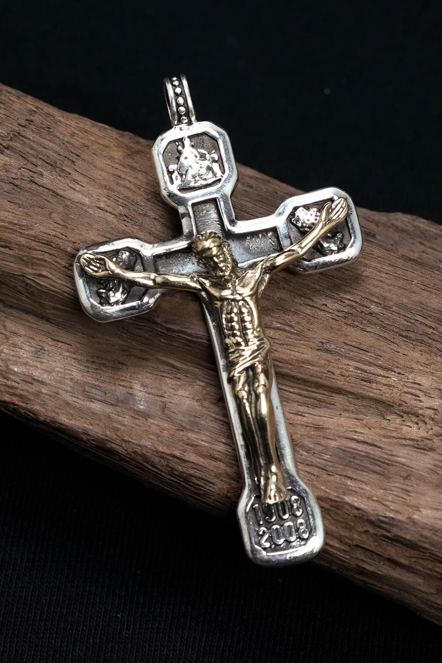 Jesus Cross Brass 925 Silver Pendant
