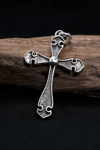 Large Antique Simple Cross 925 Silver Pendant