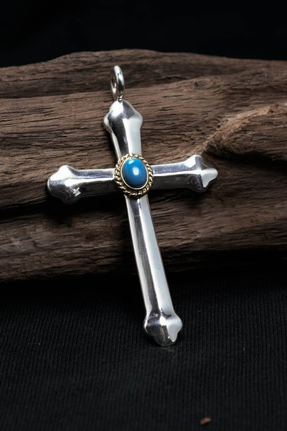 Japan Takahashi Goro Turquoise Cross 925 Silver Pendant
