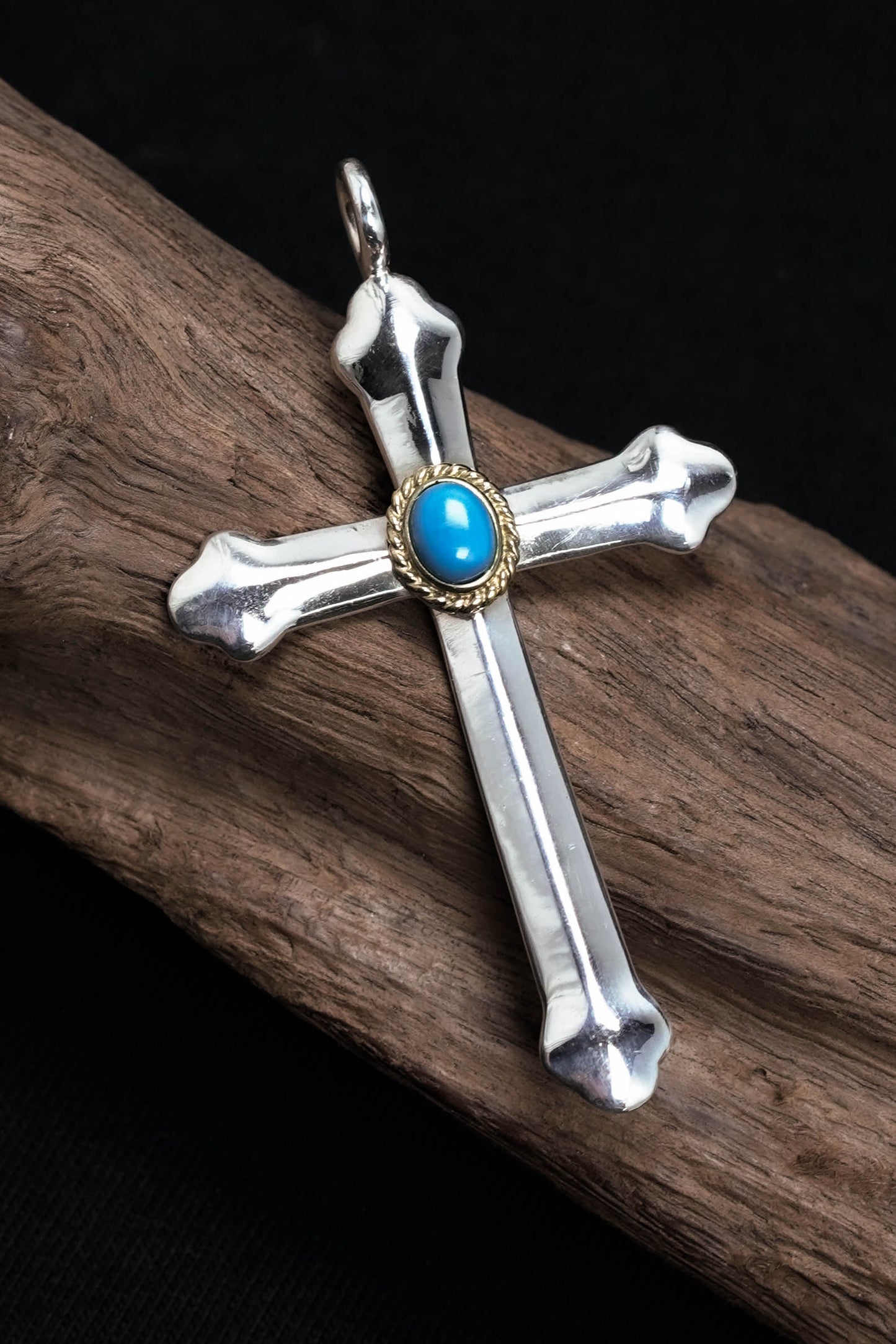 Japan Takahashi Goro Turquoise Cross 925 Silver Pendant