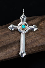 Load image into Gallery viewer, Takahashi Goro Round Turquoise Cross 925 Silver Pendant
