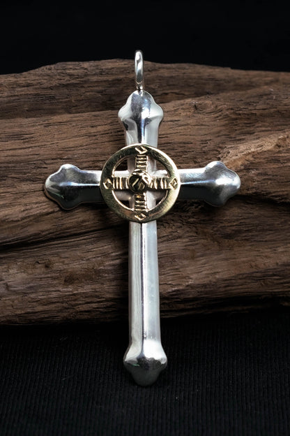 Cross Brass Small Eagle Wheel Goro 925 Silver Pendant