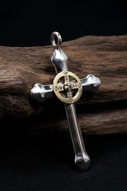 Cross Brass Small Eagle Wheel Goro 925 Silver Pendant