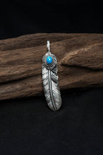 Load image into Gallery viewer, Left Feather Retro 925 Silver Goro Takahashi Pendant with Blue Turquoise
