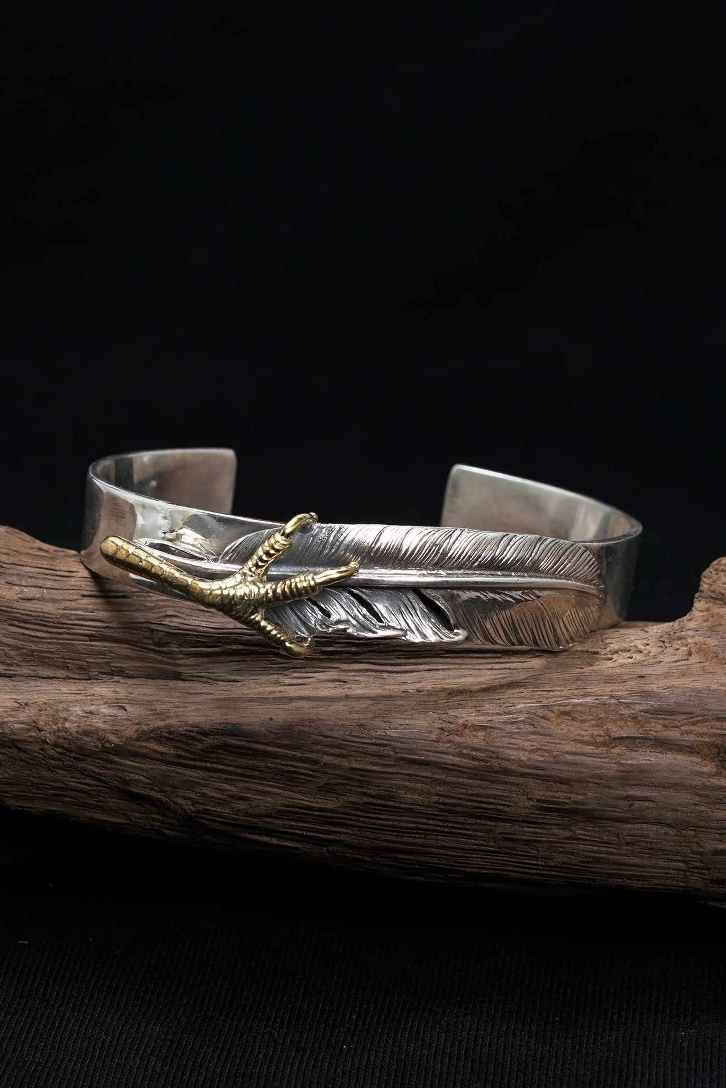 Takahashi Goro Feather Retro Sterling Silver Bangle
