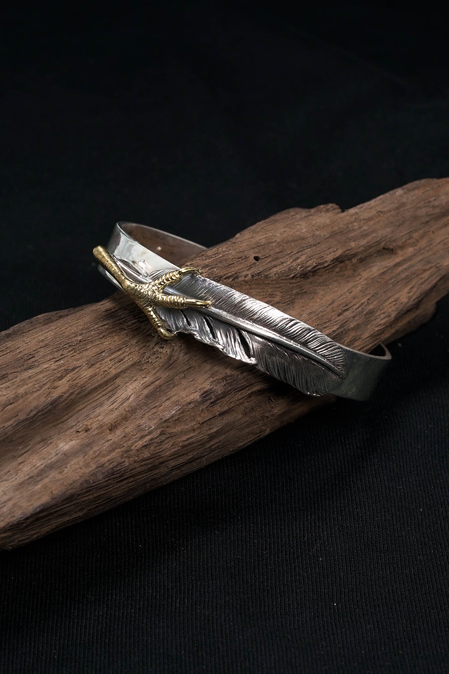 Takahashi Goro Feather Retro Sterling Silver Bangle