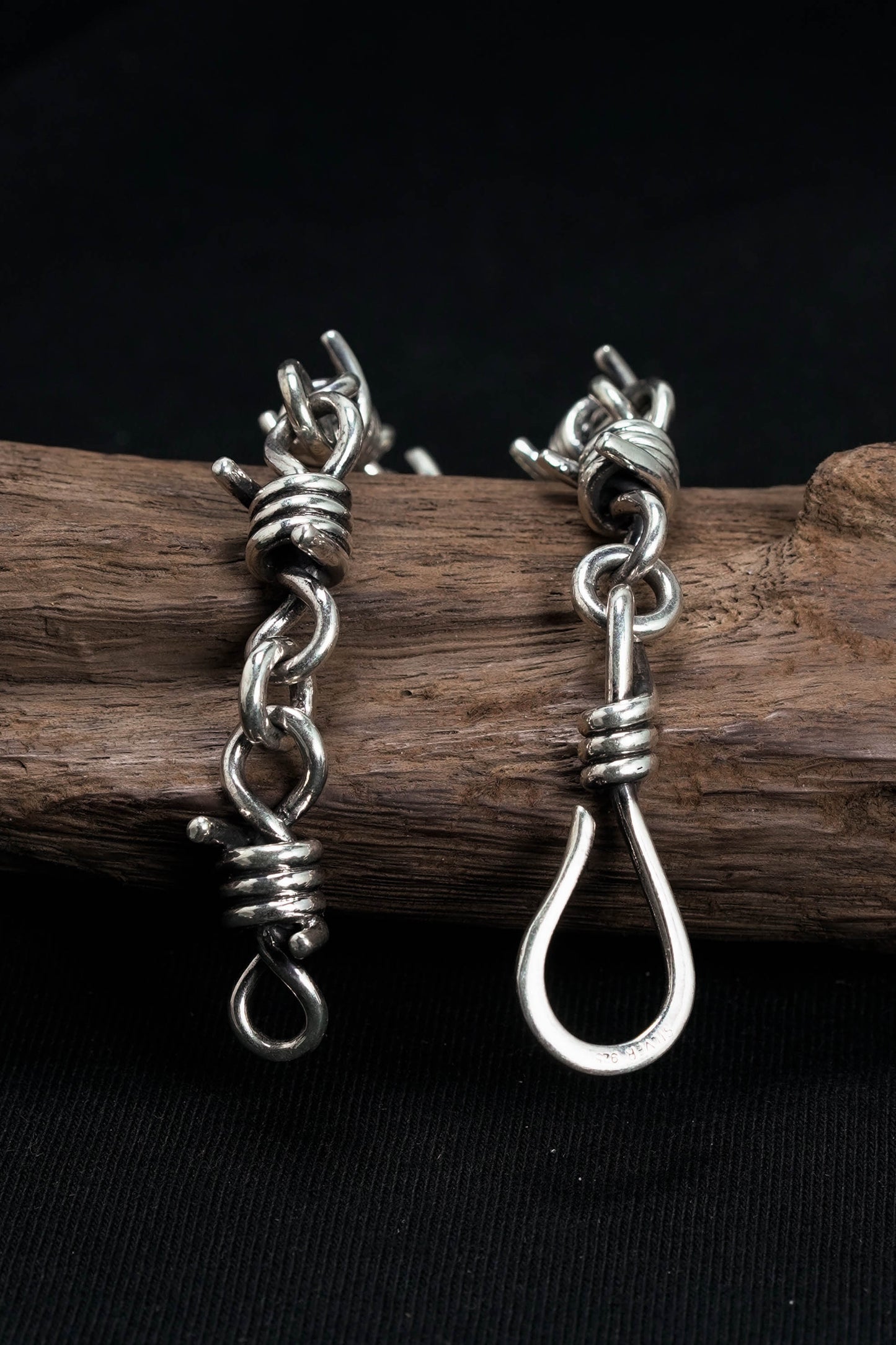 Retro Sterling Silver Twisted Rope Clasp Chain