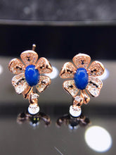 Load image into Gallery viewer, S925 Silver Dominican  Blue Amber Earrings ABDJ-E003
