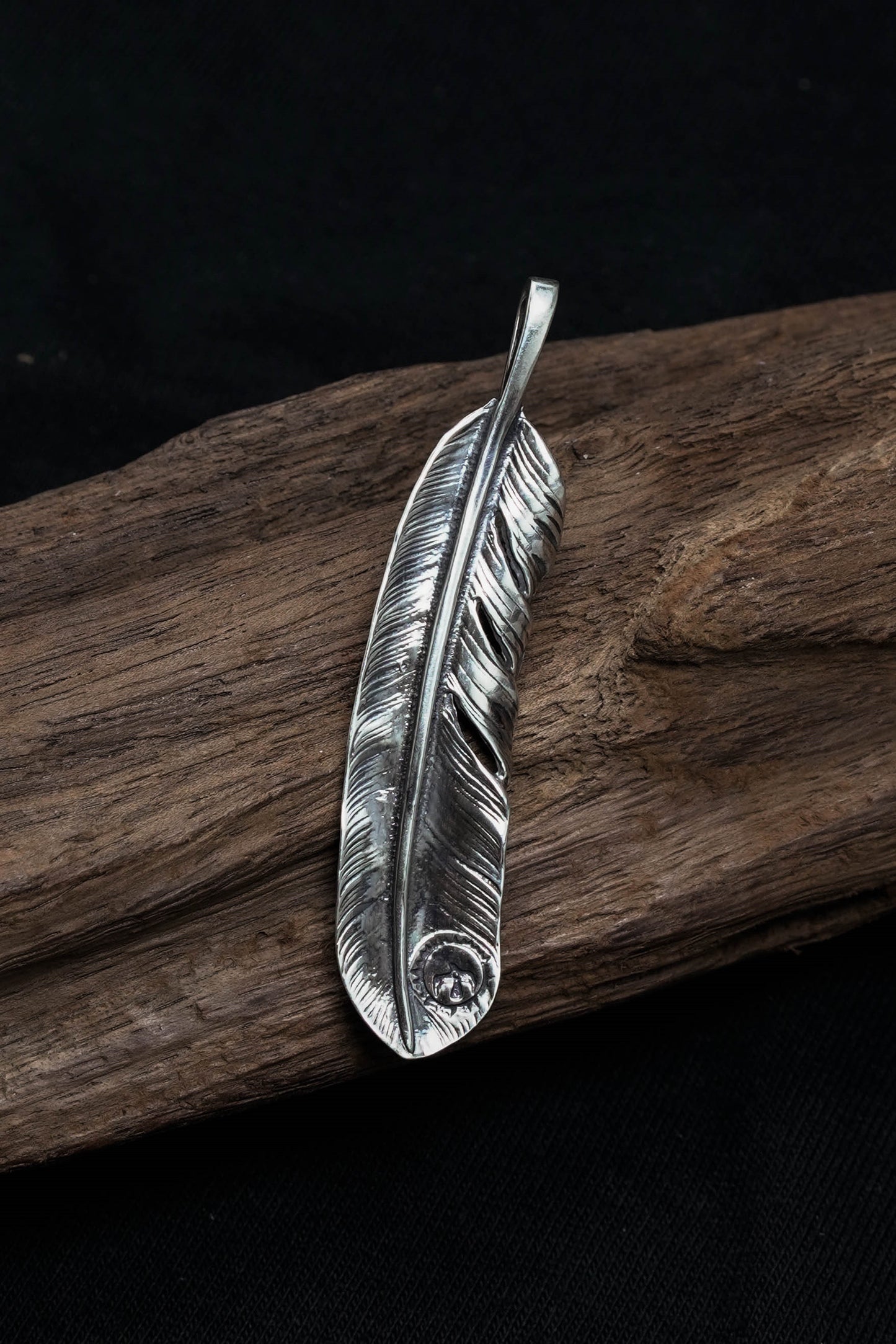 Right Feather Retro 925 Silver Goro Takahashi Pendant with Turquoise