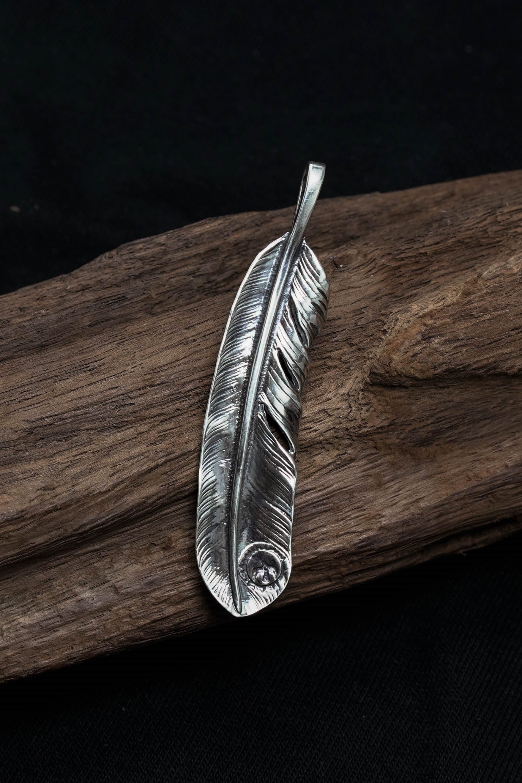 Right Feather Retro 925 Silver Goro Takahashi Pendant with Turquoise