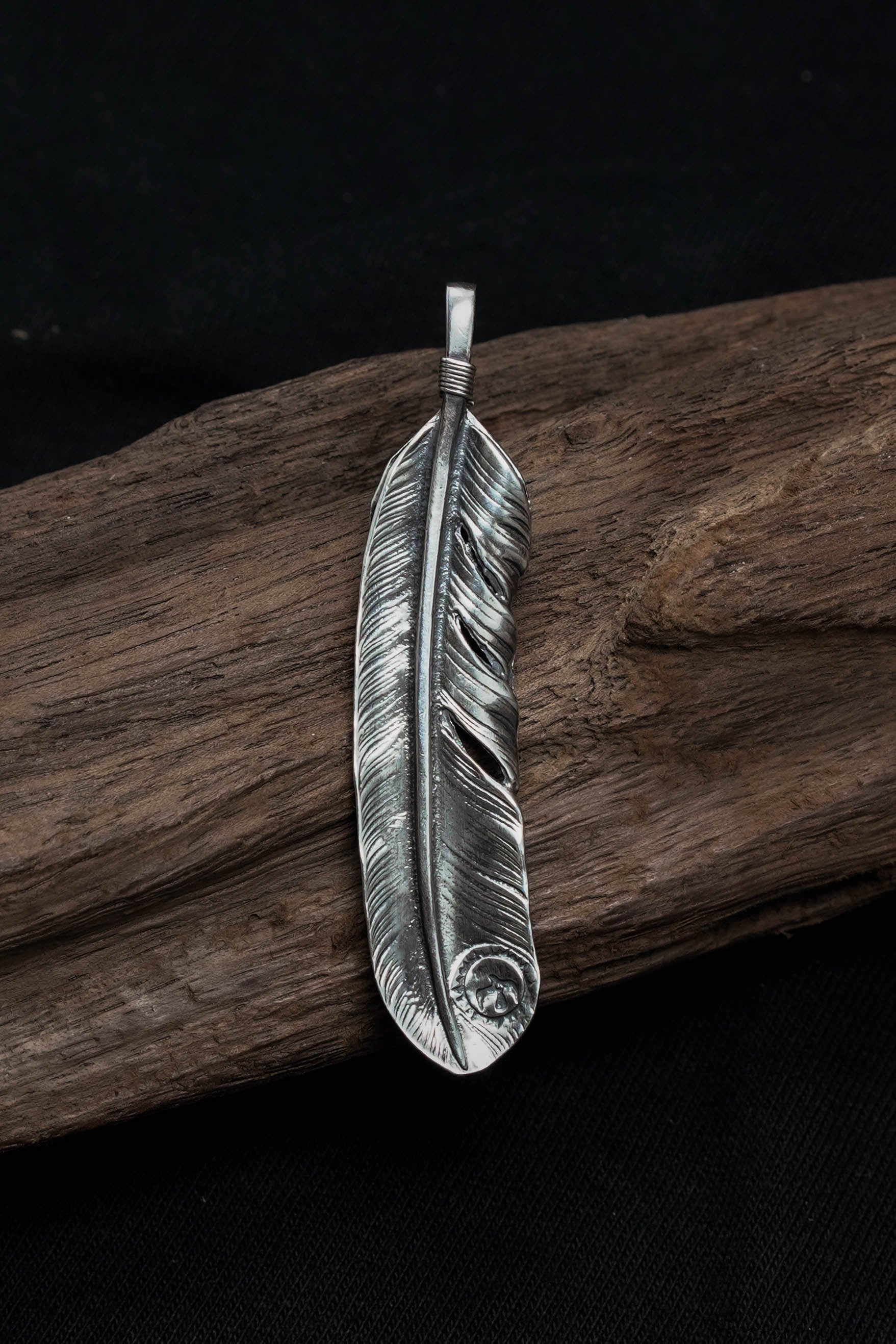 Right Feather Retro 925 Silver Leaf Goro Takahashi Pendant