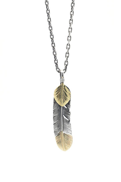 Left Feather Leaf Retro 925 Silver Pendant Takahashi Goro with Brass