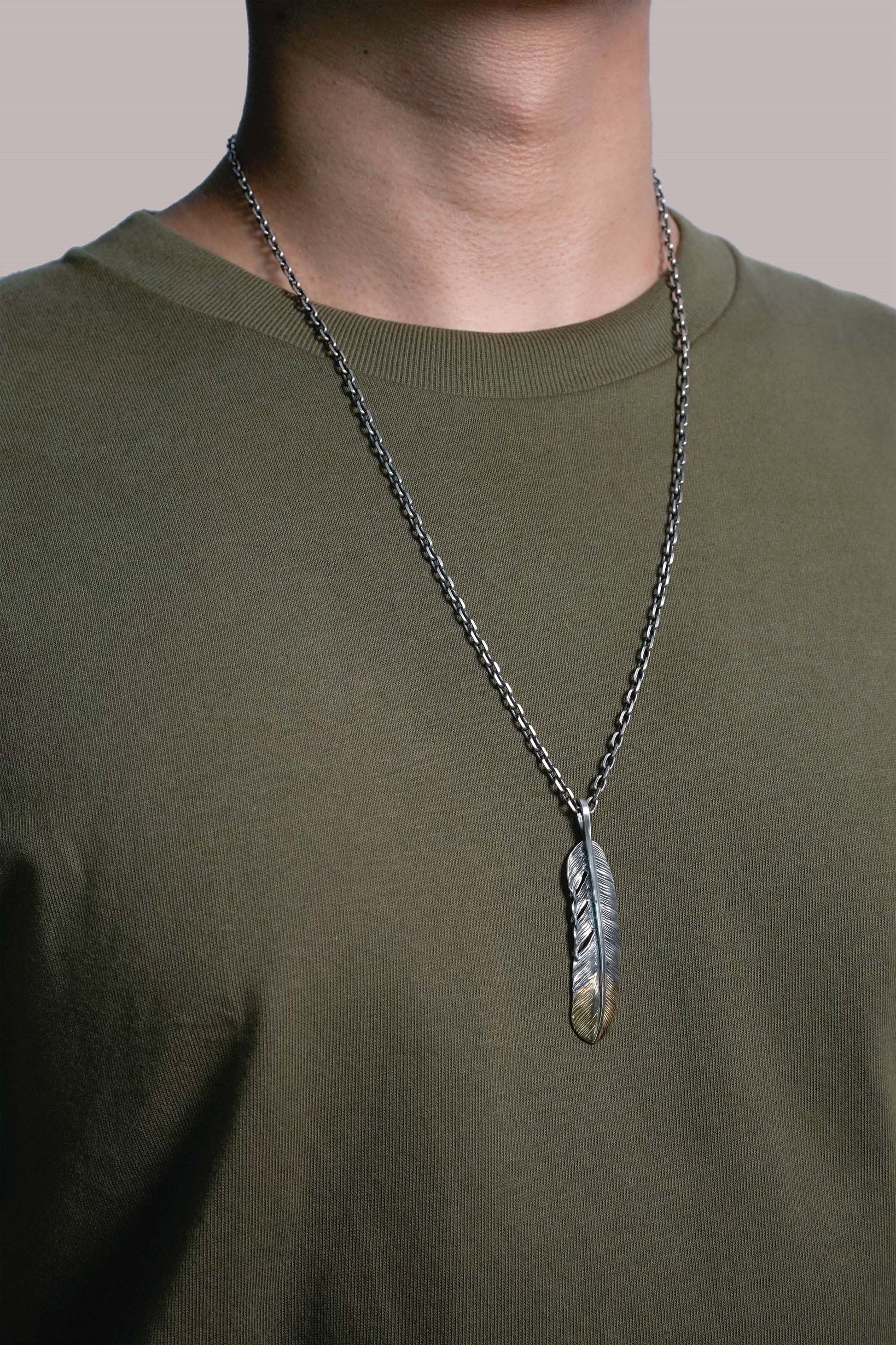 Right Feather Retro 925 Silver Pendant Japan Takahashi Goro with Brass