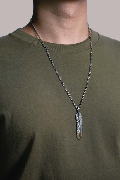 Right Feather Retro 925 Silver Pendant Japan Takahashi Goro with Brass