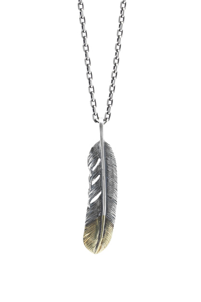Right Feather Retro 925 Silver Pendant Japan Takahashi Goro with Brass