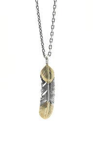 Right Feather Leaf Retro 925 Silver Pendant Takahashi Goro with Brass
