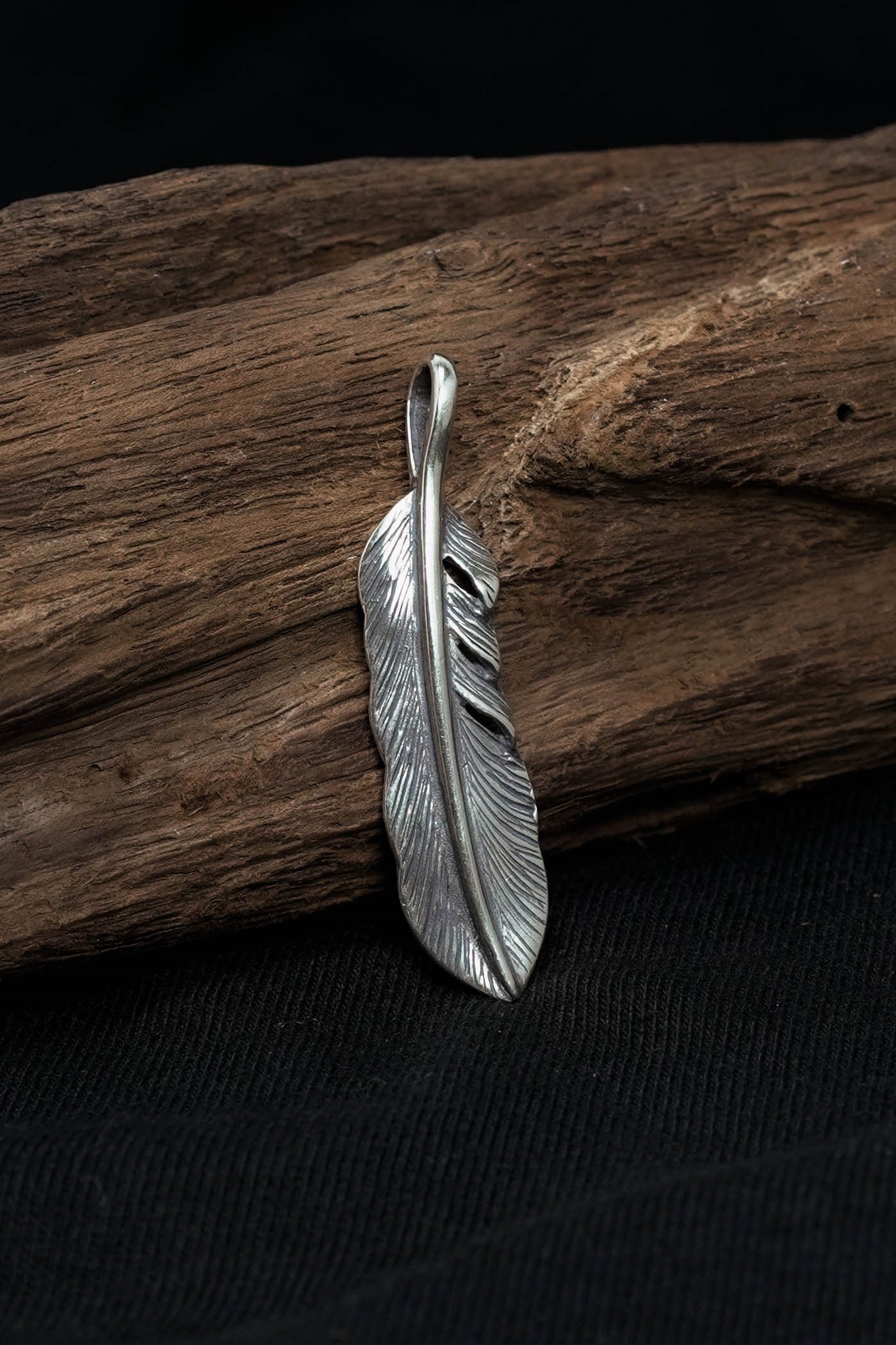 Simple Wing Feather Retro 925 Silver Pendant Takahashi Goro