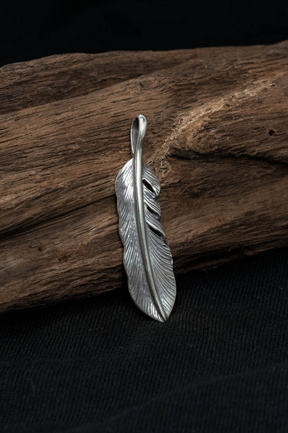 Simple Wing Feather Retro 925 Silver Pendant Takahashi Goro