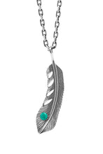 Load image into Gallery viewer, Feather Leaf Retro 925 Silver Goro Takahashi Pendant with Turquoise
