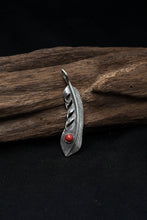 Load image into Gallery viewer, Feather Leaf Retro 925 Silver Goro Takahashi Pendant with Red Turquoise
