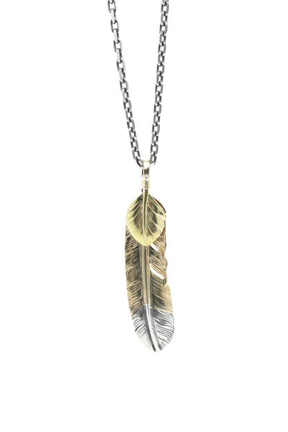 Left Feather Retro 925 Silver Goro Takahashi Pendant with Brass