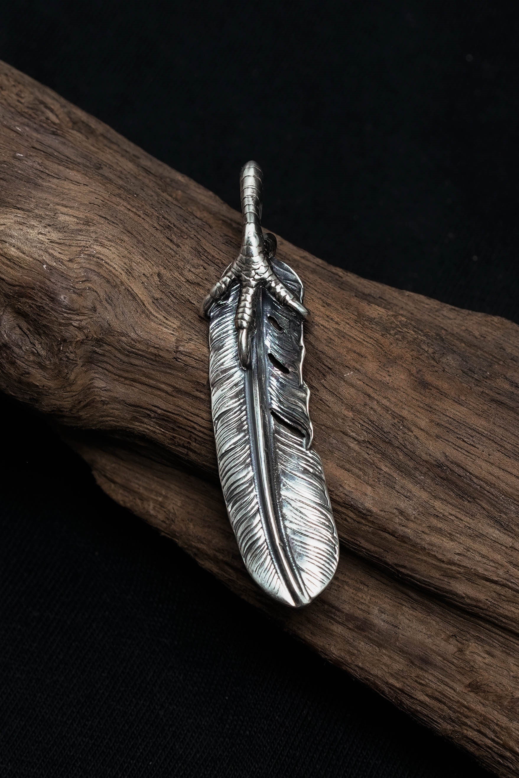Left Eagle Claw Feather Retro 925 Silver Pendant Takahashi Goro