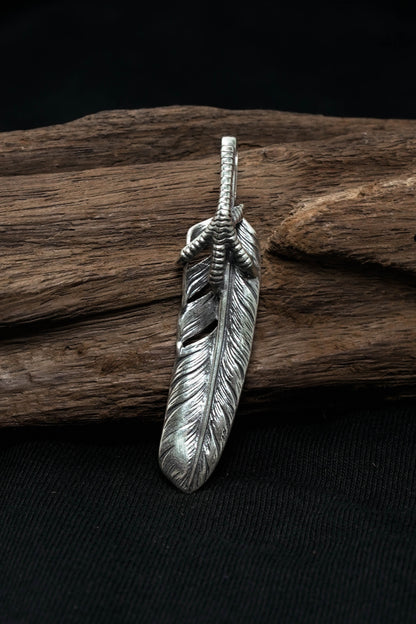 Right Eagle Claw Feather Retro 925 Silver Leaf Goro Takahashi Pendant