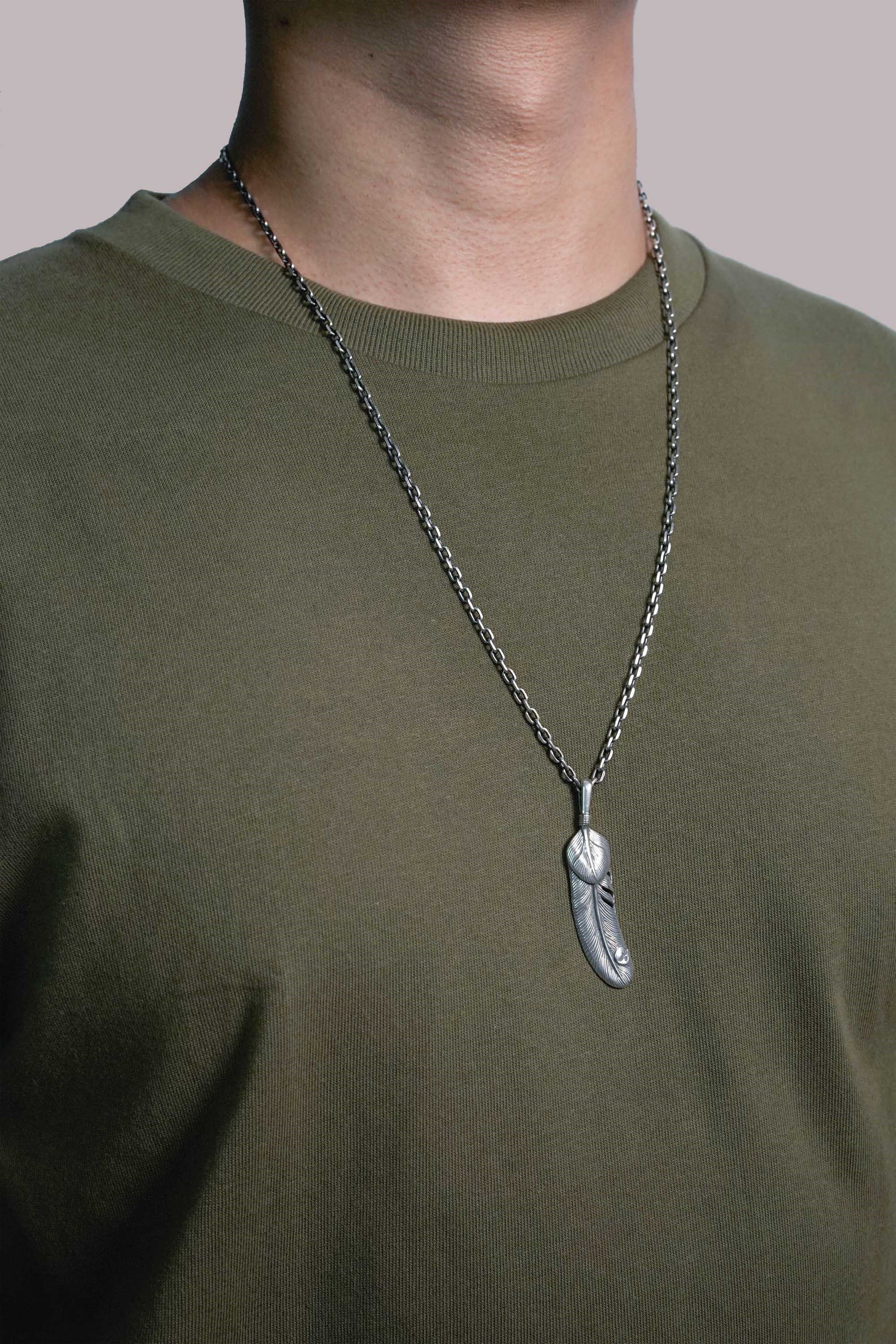 Antique Silver Small Feather Pendant Goro Takahashi