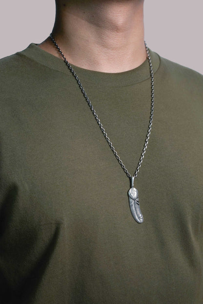 Antique Silver Small Feather Pendant Goro Takahashi