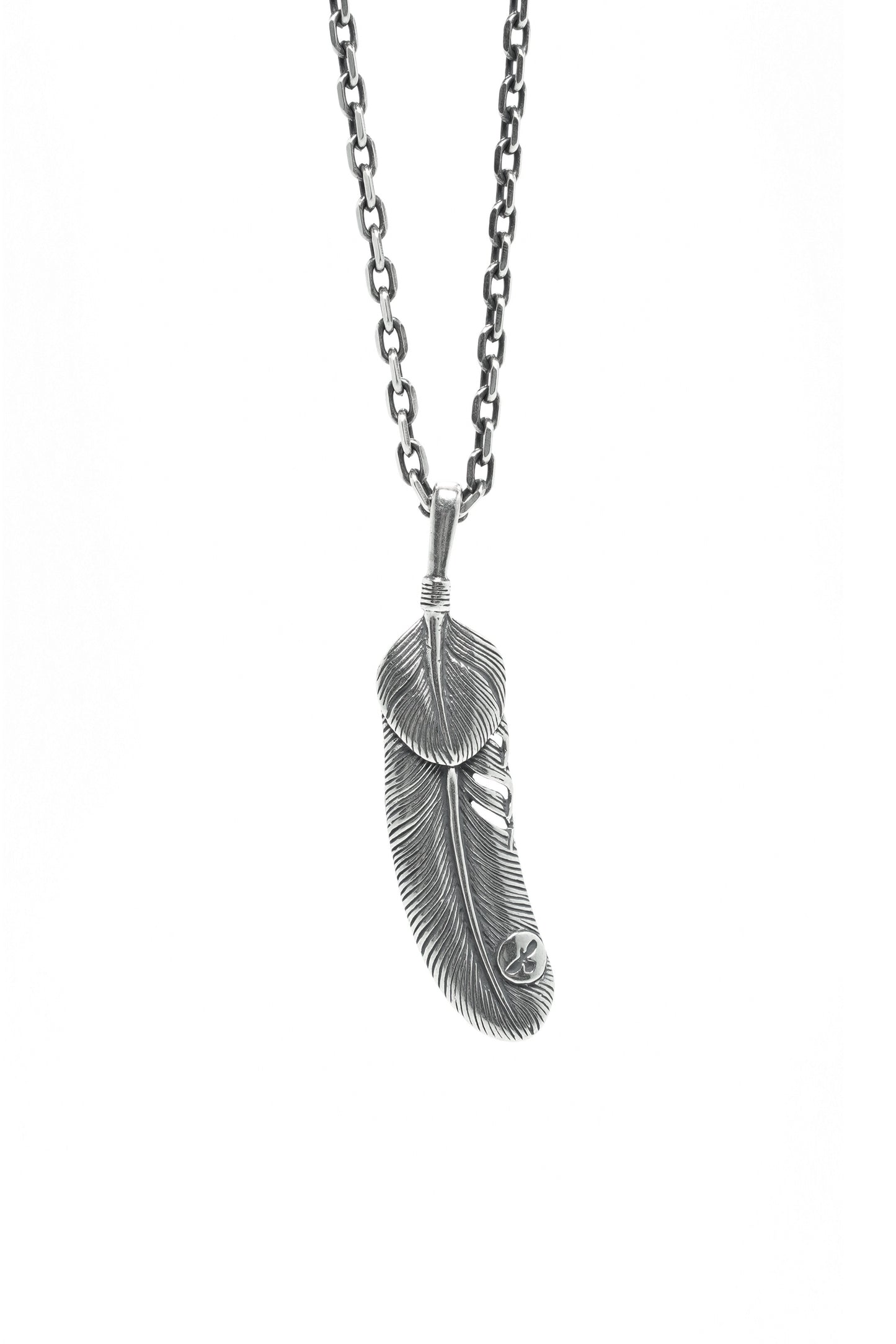 Antique Silver Small Feather Pendant Goro Takahashi
