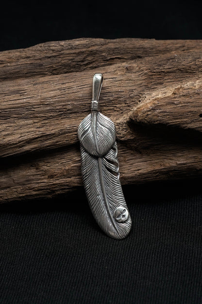 Antique Silver Small Feather Pendant Goro Takahashi