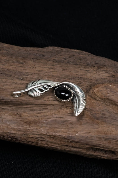 Right Retro 925 Silver Pendant with Black Onyx