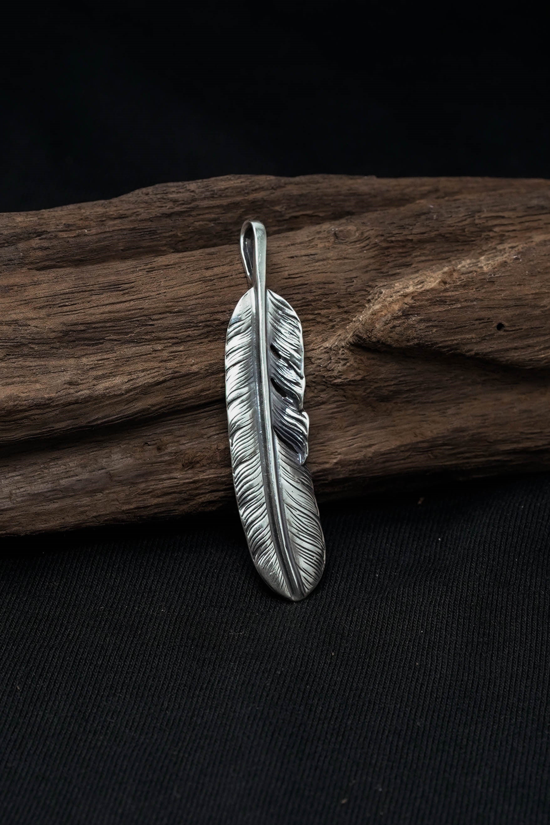 Left Feather Simple Leaf Retro 925 Silver Goro Takahashi Pendant