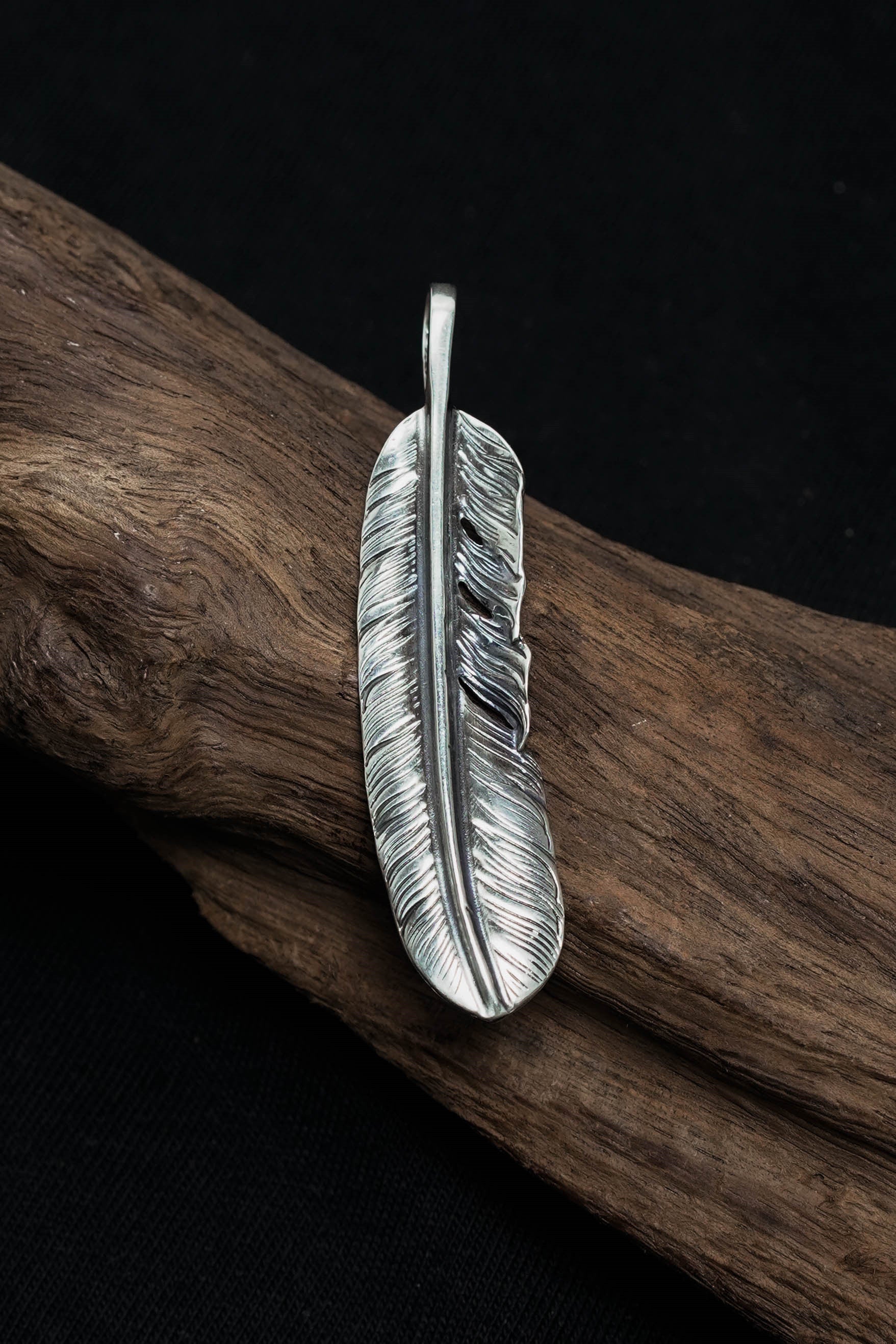 Left Feather Leaf Goro Takahashi Pendant Retro 925 Silver