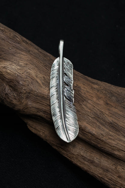 Left Feather Leaf Goro Takahashi Pendant Retro 925 Silver
