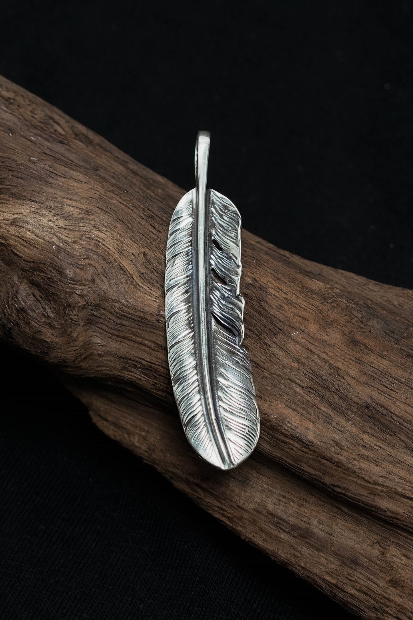Left Feather Simple Leaf Retro 925 Silver Goro Takahashi Pendant
