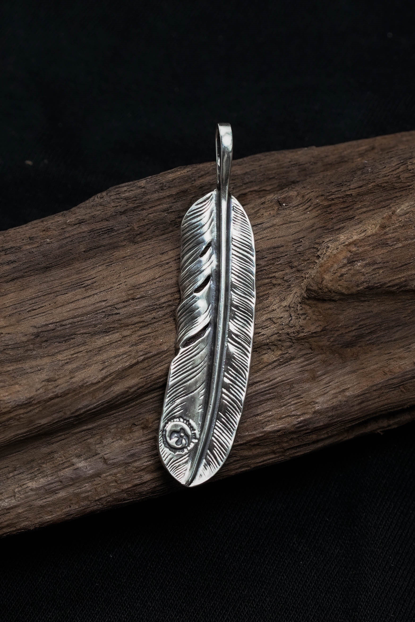 Left Feather Simple Leaf Retro 925 Silver Goro Takahashi Pendant