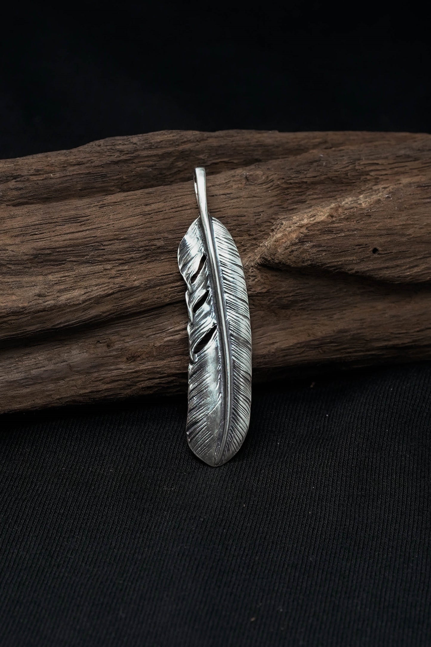 Right Feather Leaf Retro 925 Silver Goro Takahashi Pendant