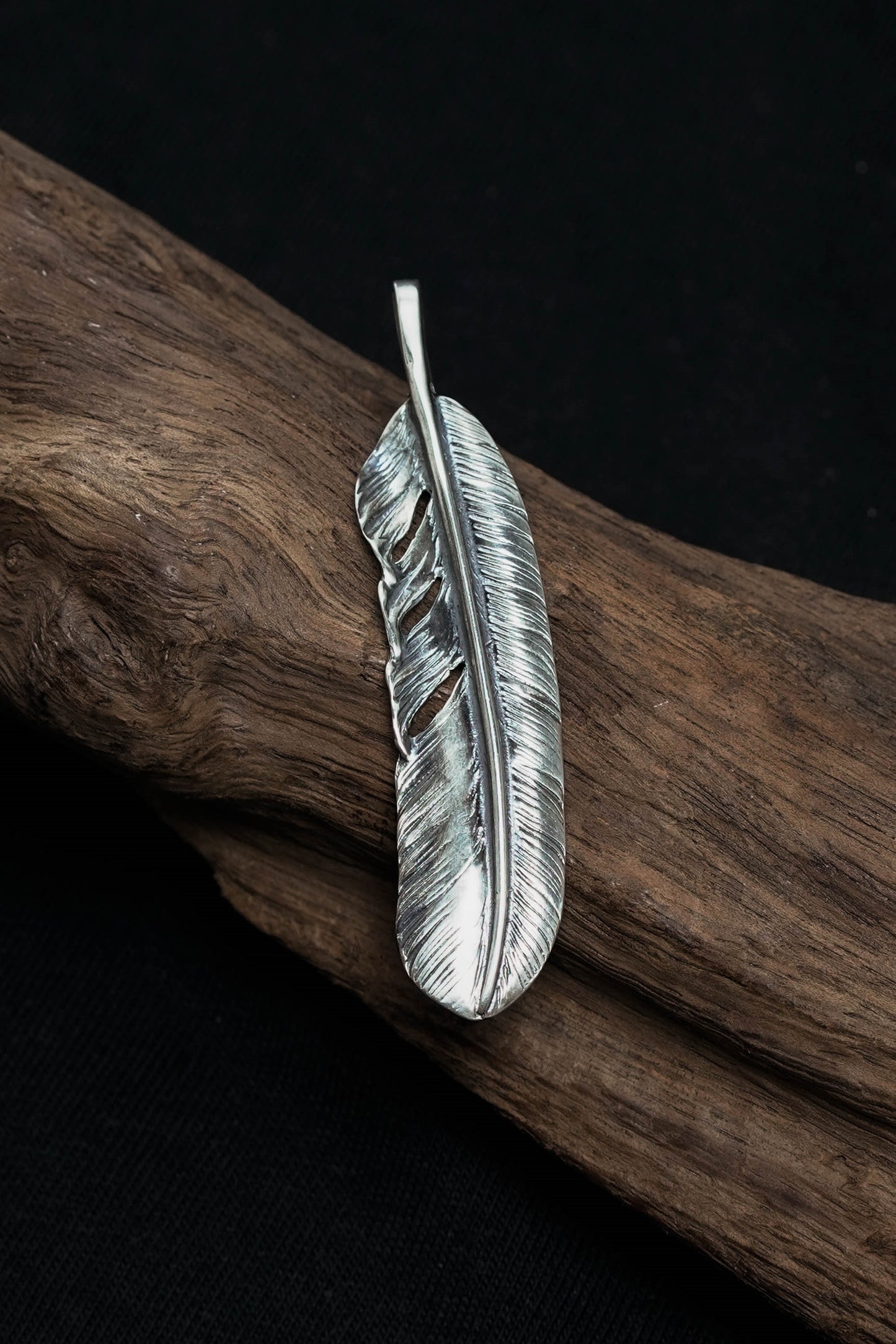Right Feather Leaf Retro 925 Silver Goro Takahashi Pendant