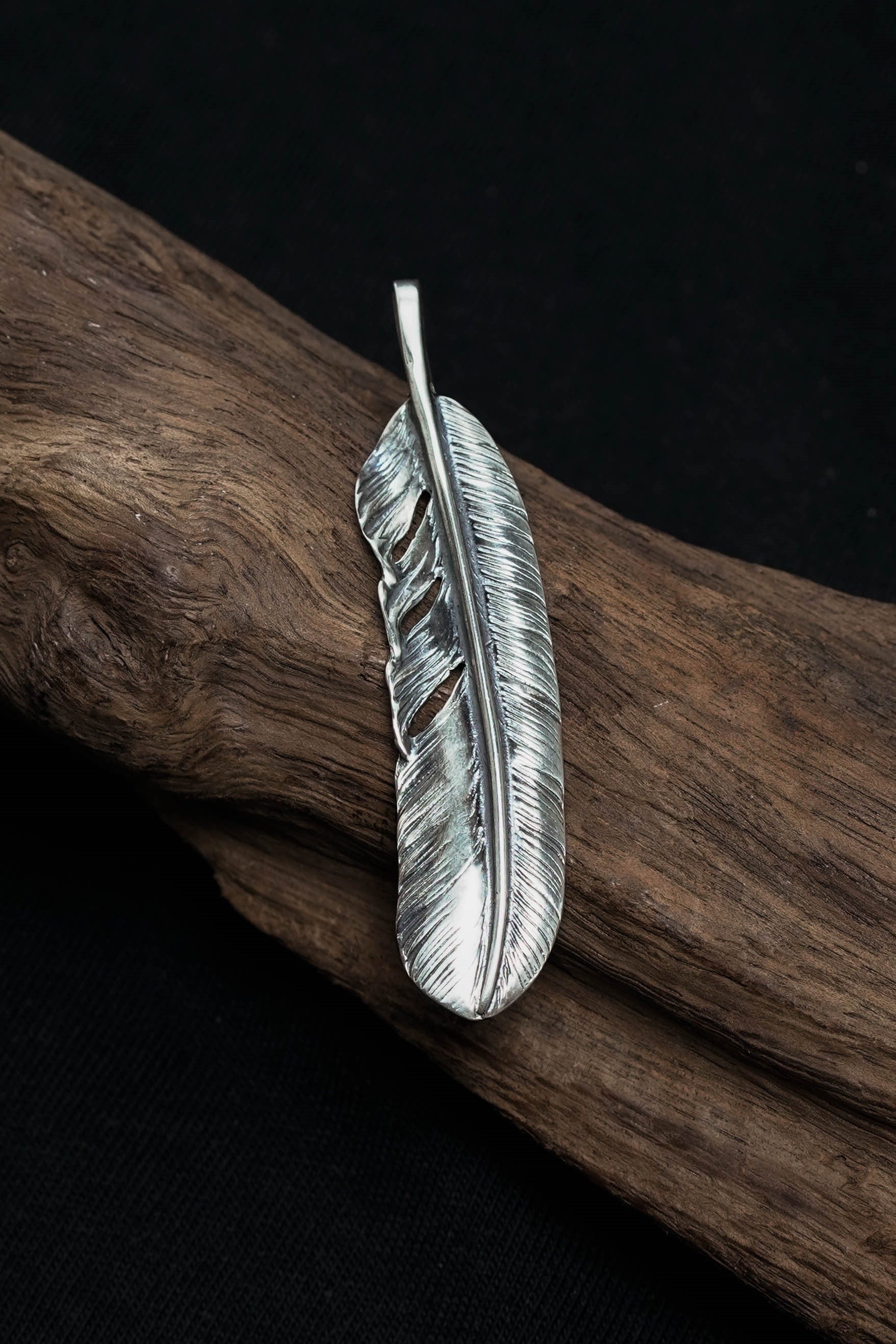 Right Feather Leaf Retro 925 Silver Goro Takahashi Pendant