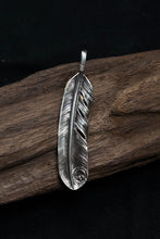 Load image into Gallery viewer, Right Feather Brass Leaf Retro 925 Silver Pendant Japan Takahashi Goro 
