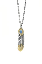 Load image into Gallery viewer, Right Feather Leaf Retro 925 Silver Goro Takahashi Pendant with Brass Turquoise
