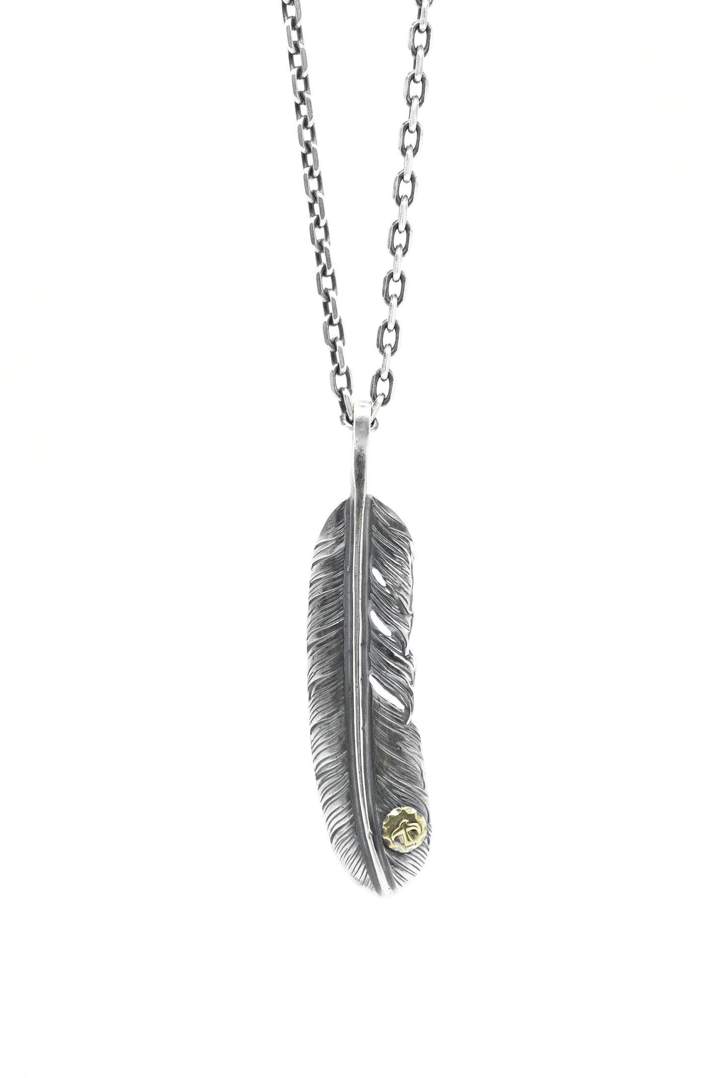 Left Feather Simple Leaf Retro 925 Silver Goro Takahashi Pendant