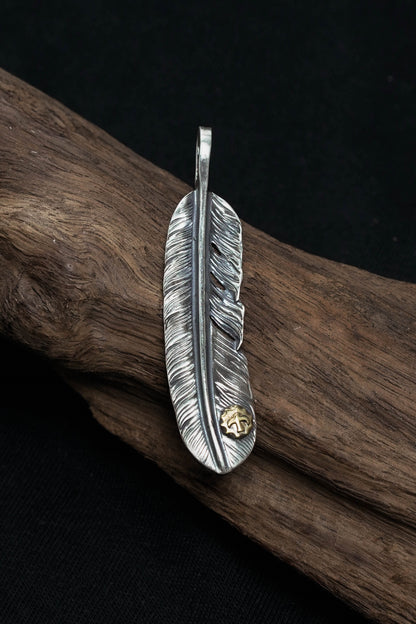Left Feather Simple Leaf Retro 925 Silver Goro Takahashi Pendant