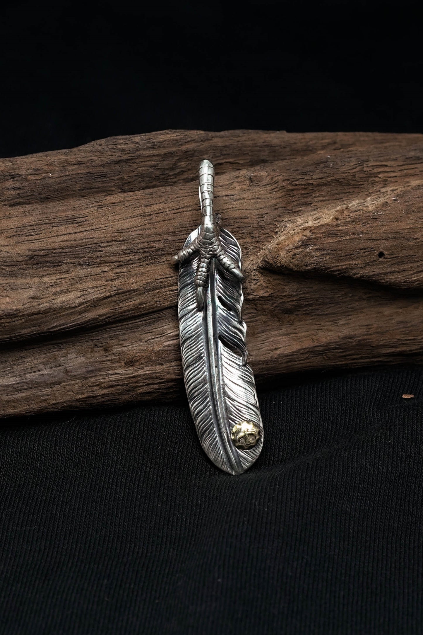 Left Eagle Claw Feather Retro 925 Silver Pendant Japan Takahashi Goro