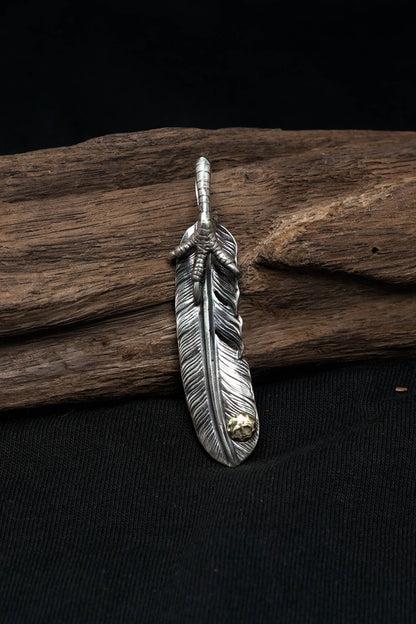 Left Eagle Claw Feather Retro 925 Silver Pendant Japan Takahashi Goro