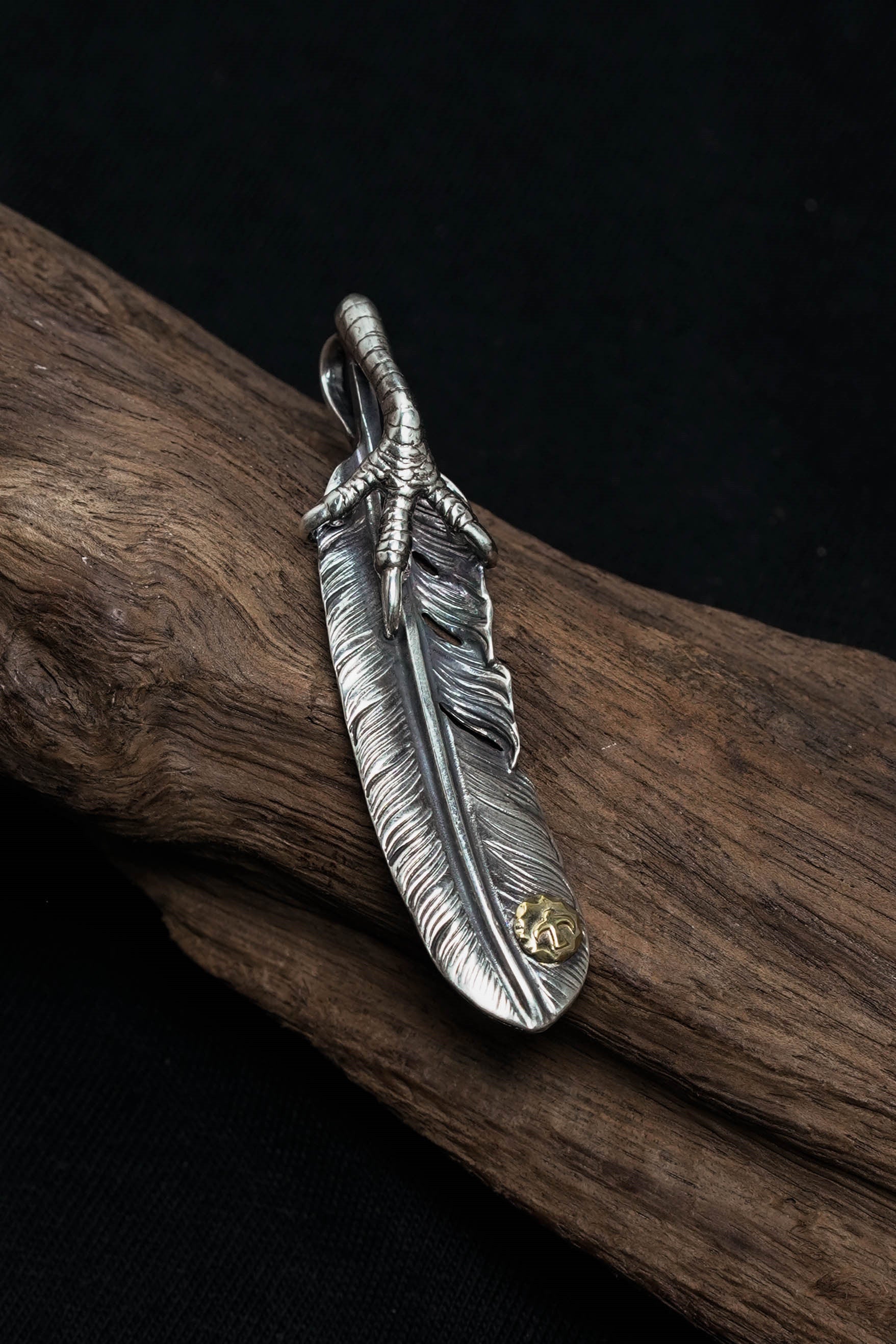 Left Eagle Claw Feather Retro 925 Silver Pendant Japan Takahashi Goro