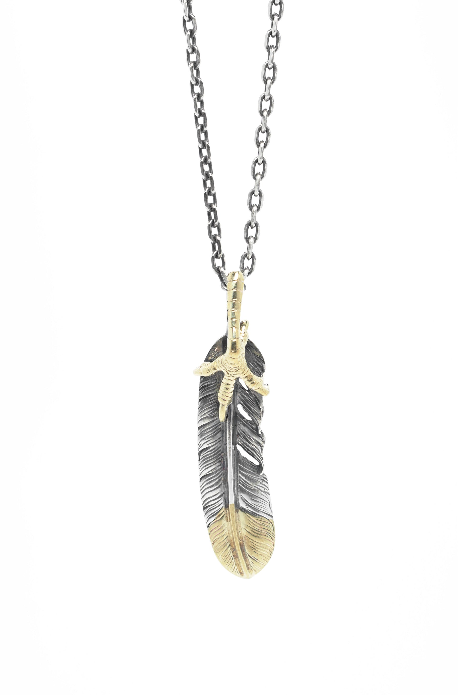 Left Eagle Claw Feather Retro 925 Silver Pendant Japan Takahashi Goro with Brass
